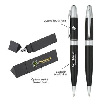 Elite Executive Pen In Case - Twist Action | Aluminum Pen | Includes Triangle Gift Case