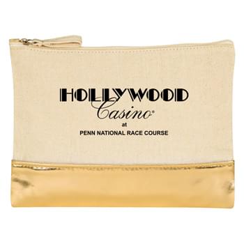 12 Oz. Cotton Cosmetic Bag With Metallic Accent - Made Of 12 Oz. Cotton Canvas | Zippered Compartment | Spot Clean/Air Dry