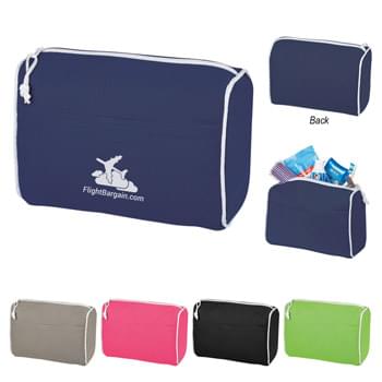 The Traveler Toiletry Bag - CLOSEOUT! Please call to confirm inventory available prior to placing your order!<br />Made of Polycanvas Material | Zippered Main Compartment | Front Pocket With Hook And Loop Closure | Spot Clean/Air Dry