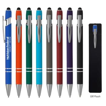 Incline Stylus Pen - Plunger Action   | Rubberized Aluminum Pen   | Stylus On Top