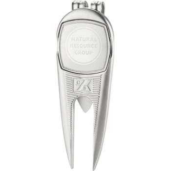 Cutter & Buck® Performance Series Divot Tool - Combination divot tool and magnetic ball marker. Includes belt clip. Can also be used to keep putter handle off wet grass by resting handle on tool.