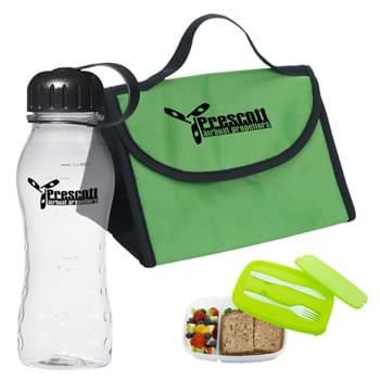 Budget Lunch Kit - Kit Contains: Container and Lunch Bag Combo and 18 Oz. Water Jug | Pricing Includes a 1 Color Imprint in 1 Location on Each Item