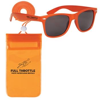 Poolside Fun Kit - Kit Contains: #507 Waterproof Pouch With Neck Cord and #6223 Malibu Sunglasses. | Pricing Includes a 1 Color Imprint in 1 Location on Each Item