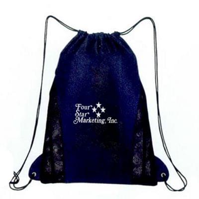 Mesh Accent Drawstring Tote Bags-Pack