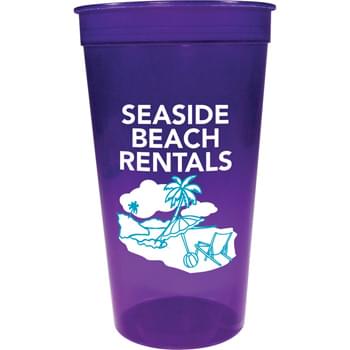 32-oz. Jewel Stadium Cup - 32-ounce translucent stadium cup comes in a wide variety of colors. Made in USA. BPA-Free.