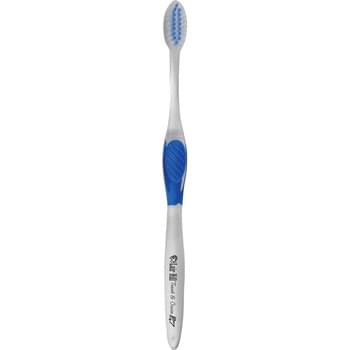 Accent Toothbrush - High-quality, clear-bodied, adult-size toothbrush with soft bristles.  Matching inner bristles and grip. Available with a one color Black, Gold, or Silver imprint. Made in USA.