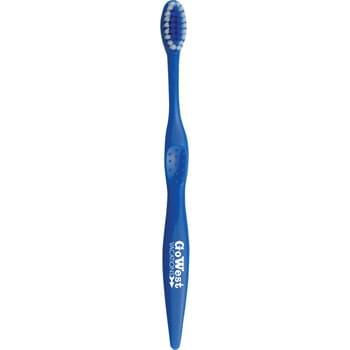 Concept Junior Toothbrush - High-quality, teen/junior-size toothbrush with soft bristles. Matching body and inner bristle colors. Available with a one color Black, Gold, or Silver imprint. Made in USA.