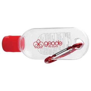 1-oz. Clip-N-Go Hand Sanitizer - Alcohol-based, 1 ounce (30ml) hand sanitizer in tottle bottle with flip-top lid. 62% alcohol content. Includes metal mini-carabiner to match lid color. Meets FDA requirements. Available for shipment in contiguous US only (shipping to Alaska, Hawaii & Puer