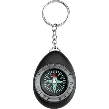 Oval Compass / Key Ring - Water resistant.  Metal split key ring.