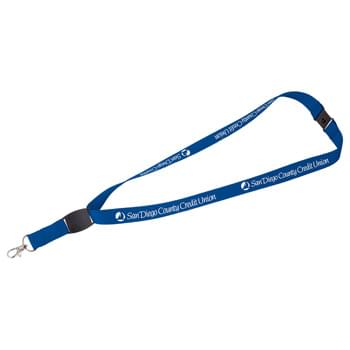 Lanyard with Flat Panel - 13/16-inch wide lanyard includes breakaway neck clip and swivel lobster clip. Features a flat panel for addional decoration.