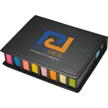 Deluxe Sticky Note Organizer - Includes four 50-page 1-1/2" x 1" sticky notepads, sticky note flags in 8 colors and two-sided four-year removable calendar.  Calendar size: 3-1/2" H x 4-5/8" W.