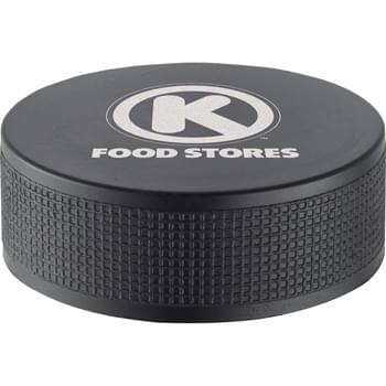 Hockey Puck Stress Reliever - Squeezable foam.