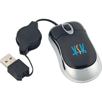 Super Mini Optical Mouse - Retractable USB cord extends 27".