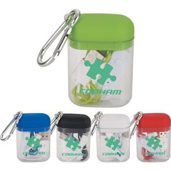 Budget Bluetooth Earbuds and Carabiner - CLOSEOUT! Please call to confirm inventory available prior to placing your order!<br />Lightweight Bluetooth&reg; earbuds with an internal rechargeable battery that provides up to 2.5 hours of nonstop music at max volume. The earbuds Feature a built in music control and mic. The hard plastic case features a carabineer clip as a bonus. Micro charging cable included. Media device not included. Bluetooth working range is 10 meters (33ft). Charge Time: 1.5 hrs.