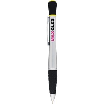 The Stellar Pen-Highlighter - Dual-function. Retractable ballpoint pen and single color chisel-tip highlighter.