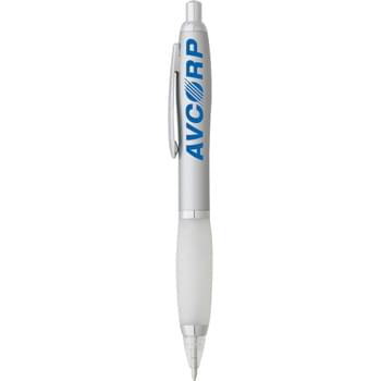 The Bristol Light Pen - CLOSEOUT! Please call to confirm inventory available prior to placing your order!<br />Retractable. Ballpoint. German ink cartridge. Swiss nib. Plunger activated LED light in frosted silicon grip.  Blue pen has white LED light, silver pen has blue LED light.