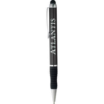 The Seville Pen-Stylus - CLOSEOUT! Please call to confirm inventory available prior to placing your order!<br />Twist-action ballpoint pen with soft rubber stylus for touchscreen devices.