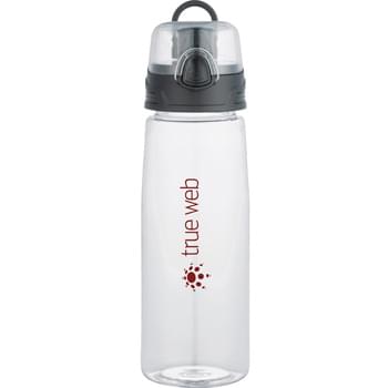 Capri 25-oz. Tritan Sports Bottle - Single-wall construction.  Sports bottle with press-button, flip-open drinking lid with spout. Metal locking latch and plastic carry loop.