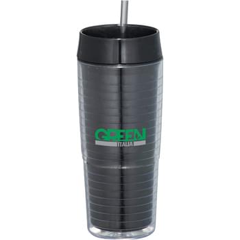 Xander 20-oz. Tumbler with Straw - Double-wall construction. Push-on lid with twist seal. Deluxe lid has three functions: twist once for straw opening, twice for sip-thru opening, third time for complete closure of drink opening.  Includes matching straw.