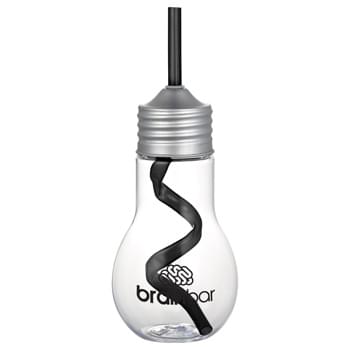 Light Bulb 20-oz. Tumbler with Straw - Single-wall light bulb shaped beverage holder with screw-on metal lid and matching straw. Straws included, not inserted. Hand wash only. Follow any included care guidelines.