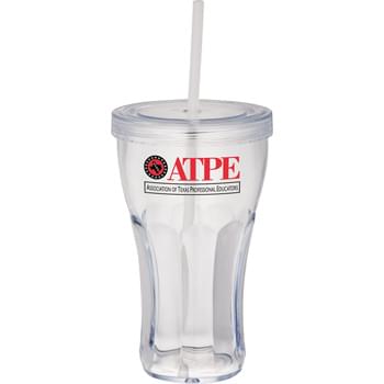 Fountain Soda 16-oz. Tumbler with Straw - Single-wall tumbler with twist-on lid and matching straw.