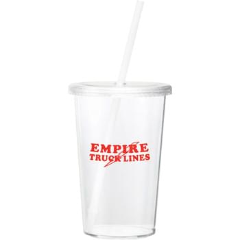 Sizzle 16-oz. Tumbler with Straw - Single-wall tumbler with twist-on lid and matching straw.