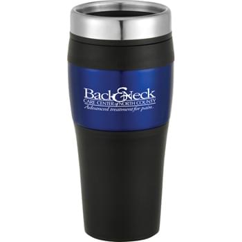 Cayman 16-oz. Travel Tumbler - Double-wall construction. Stainless steel twist-on lid with slide-lock opening.
