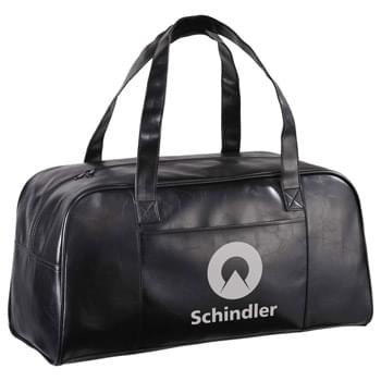 Classic Vinyl Deluxe 20" Duffel - CLOSEOUT! Please call to confirm inventory available prior to placing your order!<br />Zippered main compartment. Front slash pocket. 8' grab handles.