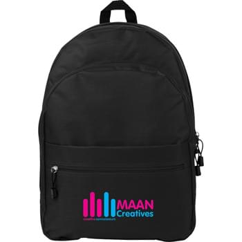 The Campus Deluxe Classic Backpack - Large and spacious zippered main compartment. Large zippered secondary compartment. Zippered front pocket. Padded back panel. Adjustable reinforced padded shoulder straps. Top carry handle. Elastic and plastic tabs on zipper pulls.