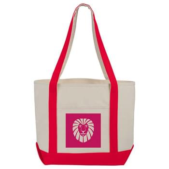 12 oz. Cotton Boat Tote - Large open main cotton compartment. 12' handles. Open front pocket.