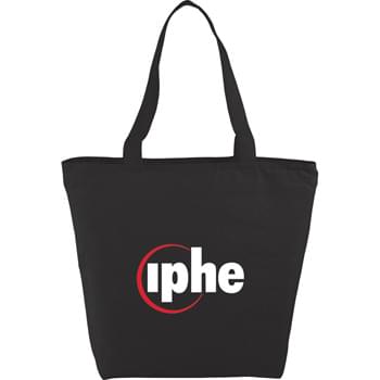 The Maine Zippered Cotton Tote - Zippered main compartment. Double 19" handles.