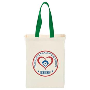 Natural Cotton Grocery Tote - Open main cotton compartment with 17.5' webbed handles.