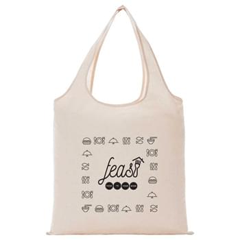 5 oz. Cotton Canvas Grocery Tote - Open main compartment. Reusable and a great alternative to plastic bags. 10" drop handles.