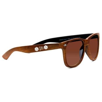 Allen Sunglasses - Classic folding eyewear in trendy wood-look finish.  UV400 protective lenses.
