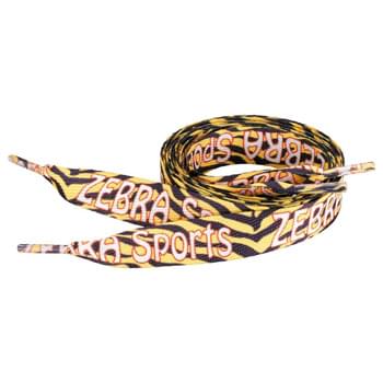 Full Color Shoelaces - 3/4"W x 64"L - Full sublimation-dyed pair of 64-inch shoelaces with plastic tips. 3/4-inch width. Packed in standard bundles of 50. Made in USA. FOB ZIP: RI, 02920