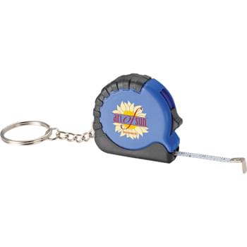 Pocket Pro Mini Tape Measure / Keychain - 39-inch retractable, locking tape measure. Standard and metric measurements. Slide-locking button locks tape in place. Rubber grip. Metal split-ring keychain.