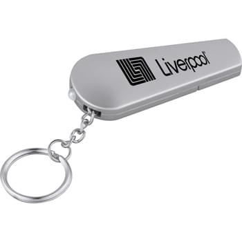 Pocket Whistle Key-Light - Single red LED key light. Metal split key ring. Push button power.