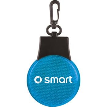 Flashing Reflector Light - 3 LED light settings (solid, blinking, flashing left to right). Press on/off button power and function switch on back. Hanging clip.