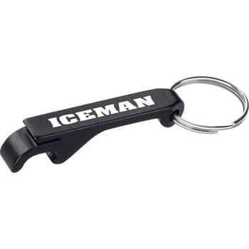 Aluminum Bottle / Can Opener - Open bottles and flip-top cans. Metal split key ring.