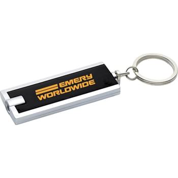 Rectangular Key-Light - Includes single white LED light. Metal split key ring. Power button on back.