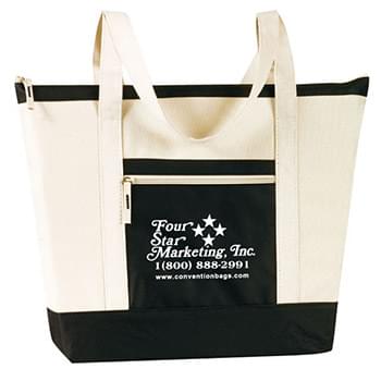 Color Block Zip Top Tote Bags