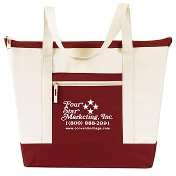 Color Block Zip Top Tote Bags