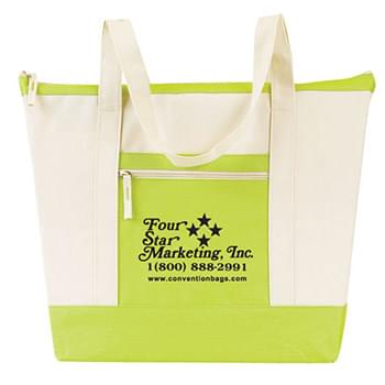 Color Block Zip Top Tote Bags