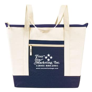 Color Block Zip Top Tote Bags