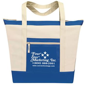 Color Block Zip Top Tote Bags