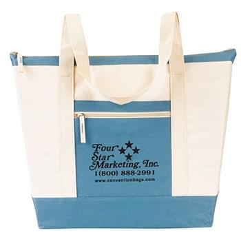 Color Block Zip Top Tote Bags