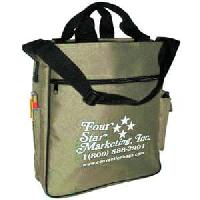 Travelstar Shoulder Strap Tote Bags w/Pen & Phone Pockets - CLOSEOUT! Heavyweight 600 Denier Polyester Canvas. Size: 14 x 12 x 4. Features include an outside zipper compartment, adjustable shoulder strap, and polywebbed carry handles. Now with cell phone pocket and dual pen compartments. ONLY 500 left in Khaki!